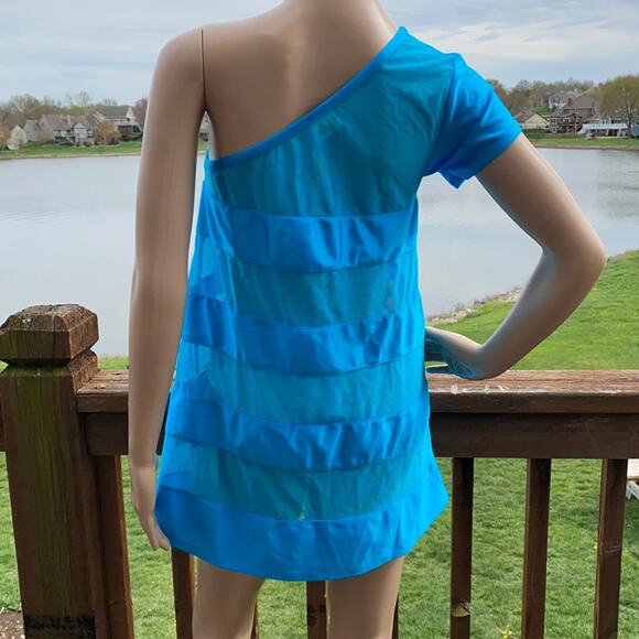 New Tavik Women Blue One Shoulder Mesh Mini Dress Swimwear Cover Up S - Picture 4 of 4